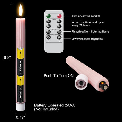 Velas LED rosadas con control remoto