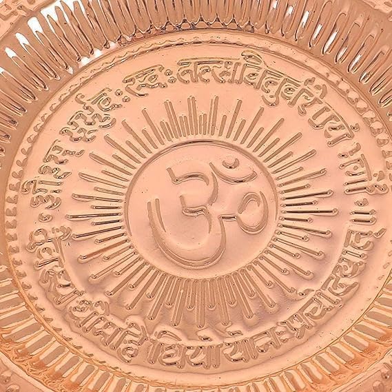 Plato Pooja Cobre 7pulg Plata de Aarti