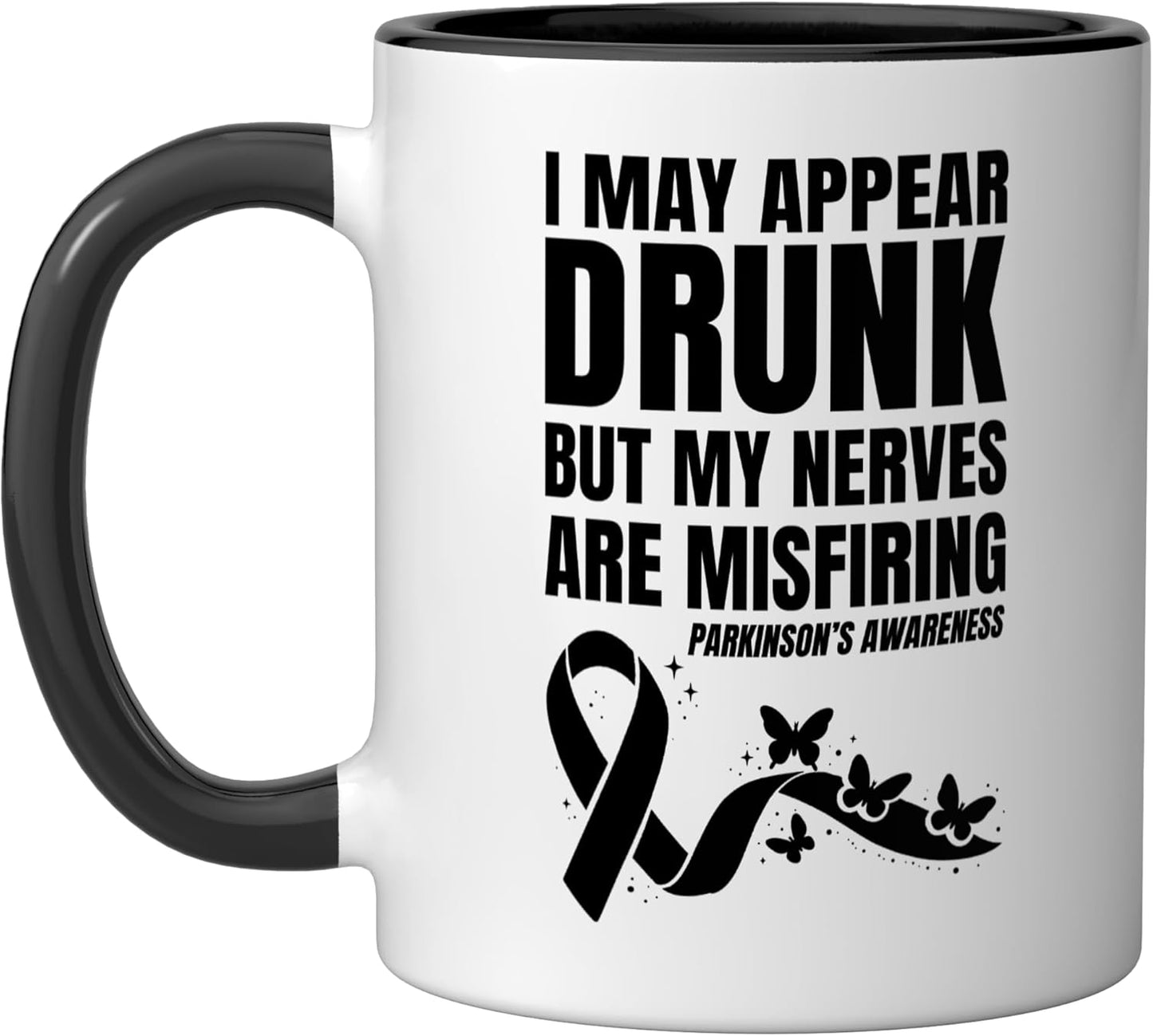 Taza cerámica para enfermedad de Parkinson Funny Parkinson Warrior Negro/Blanco