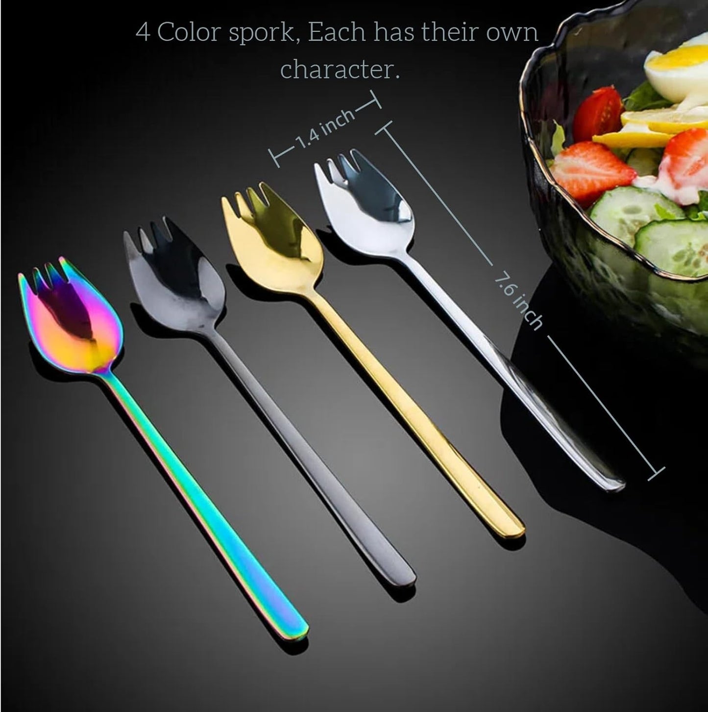Set 4 Tenedores Acero Inox 7.6pulg Grado Alimenticio