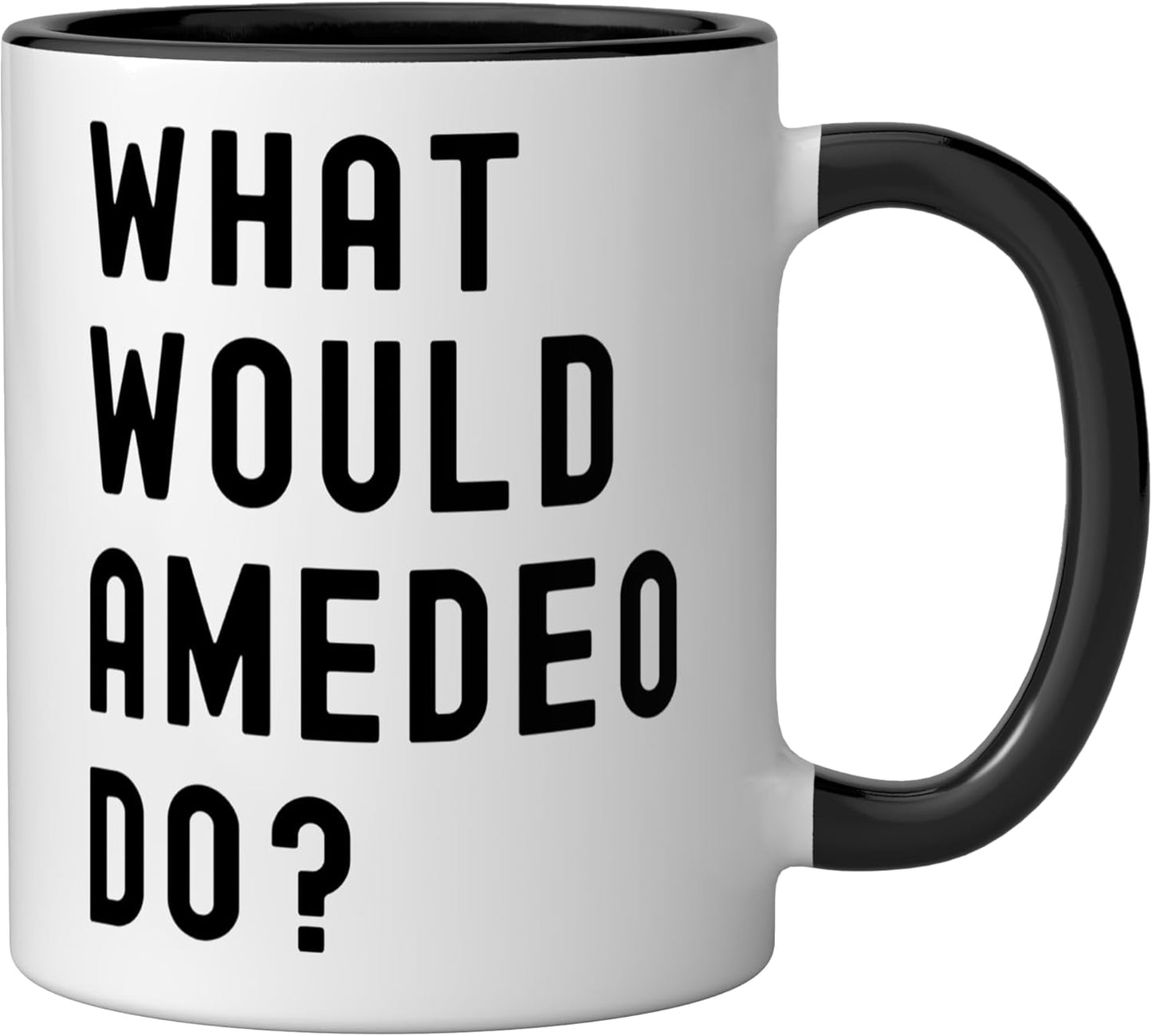 Taza de cerámica What Would Amedeo Do? Negro/Blanco