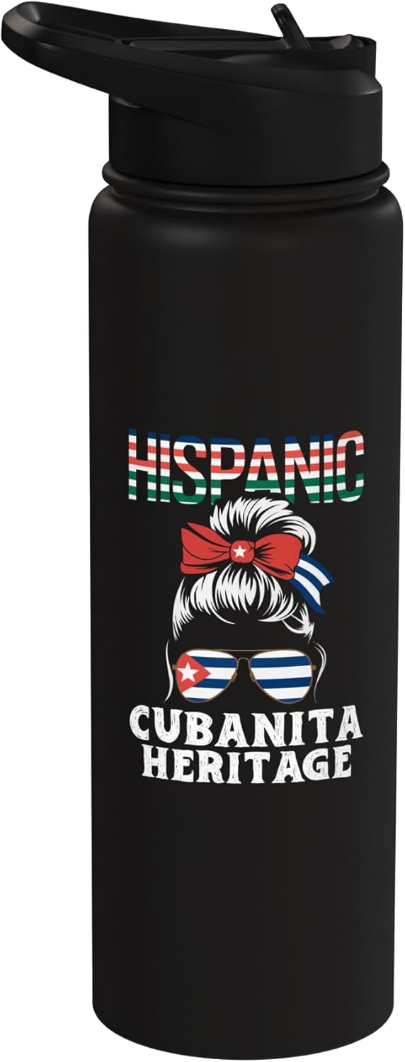 Botella agua acero inox cubana con bandera
