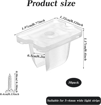 50 Clips Montaje Tiras LED Impermeable Silicona 0.197-0.236pulg