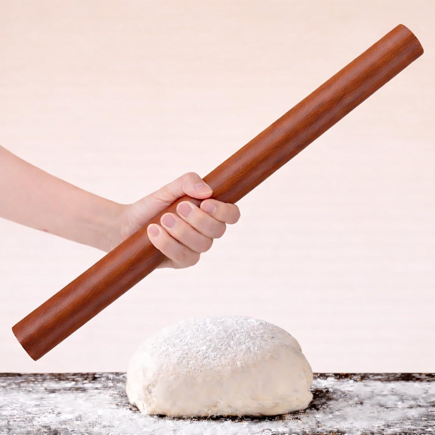 Rodillo madera 17pulg antiadherente para hornear pizza fondant