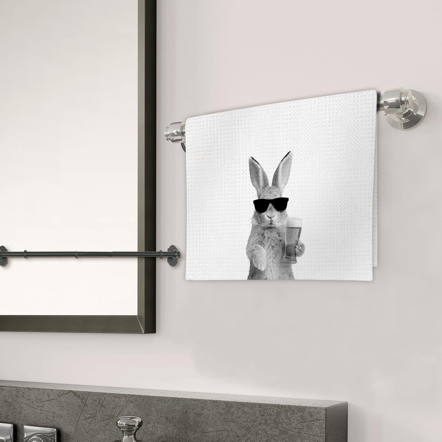 Juego de 2 toallas de cocina con diseño de conejo para cocina, hogar y bar
