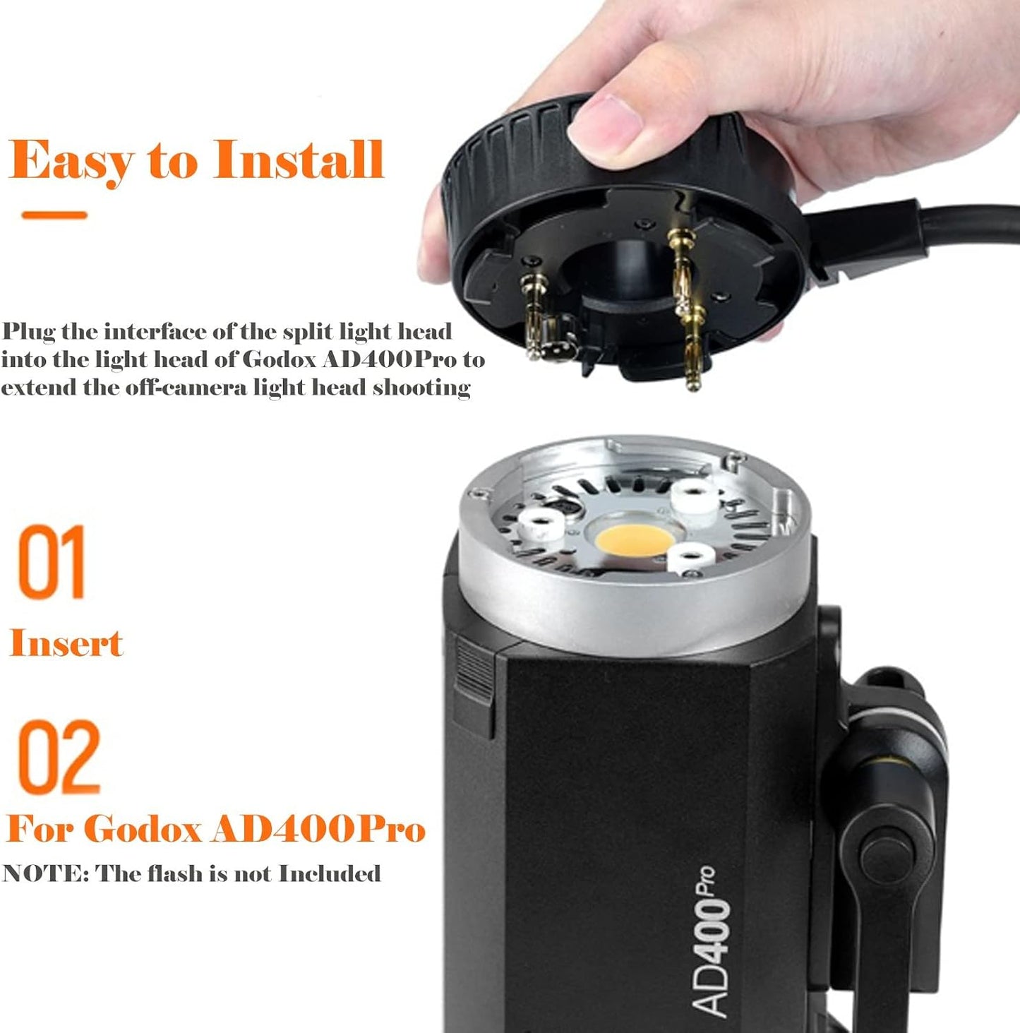 Cabezal flash Godox H400P para AD400Pro II con agarre