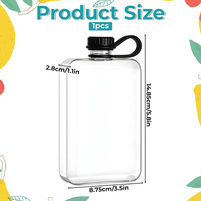 Botella de agua plana portátil con frasco de plástico 8.5 oz a prueba de fugas