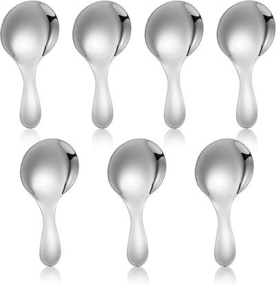 7 Cucharas Mango Corto Acero Inox Café Plateado Condimentos