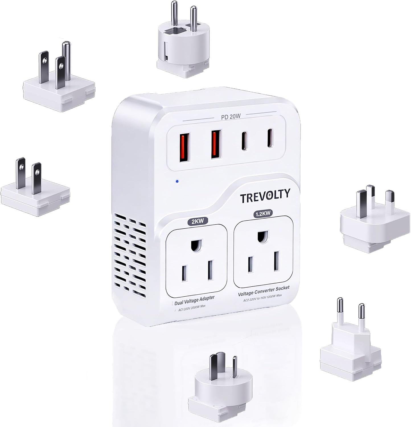 Convertidor voltaje 220V a 110V 2 USB-C PD20W viaje