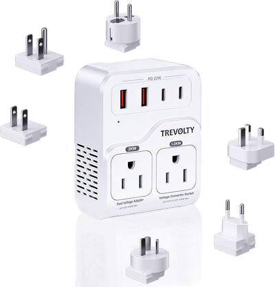 Convertidor voltaje 220V a 110V 2 USB-C PD20W viaje