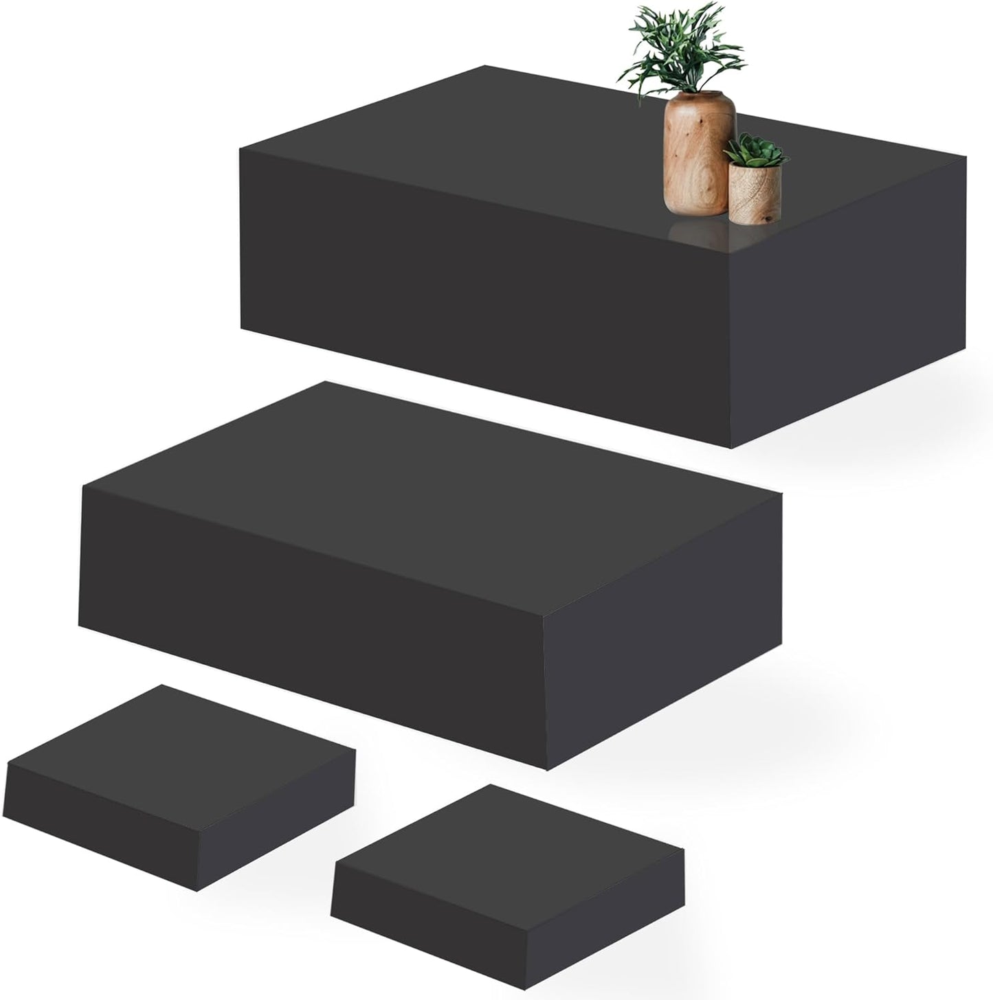 Juego 4 elevadores acrílicos negros 16x8pulg