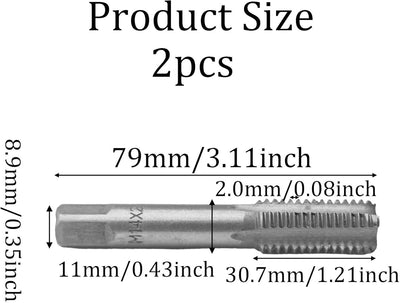 2 Pzas Mano Tap Métrico M14x2.0 Acero