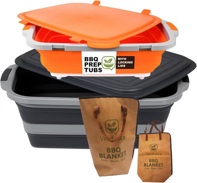 Set Tinas Barbacoa Plegables 30L 16L Manta Carne Aislada 21pulg