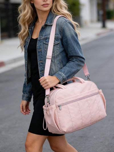 Bolsa viaje gimnasio mujer acolchada bolsillo húmedo deportivo rosa