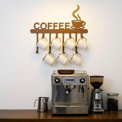 Soporte metálico para tazas de café con 8 ganchos, organizador para bar y cocina