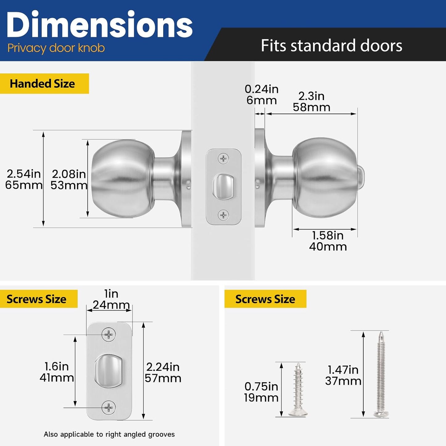 Pomo puerta privacidad set 10 níquel satinado dormitorio baño