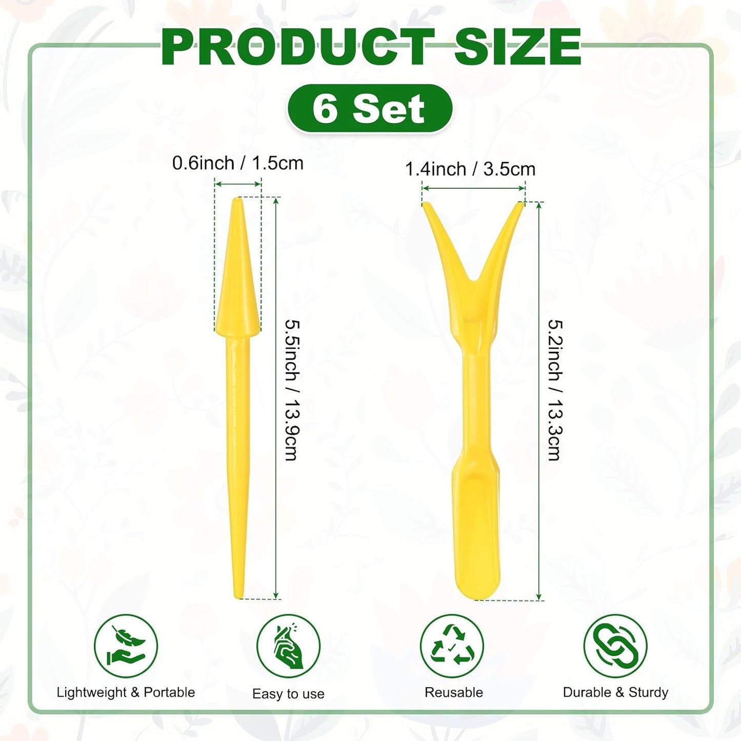 Set 12 Herramientas Jardinería Plástico Amarillo