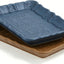 Plato decorativo de madera rustic rectangular blue y brown en conjunto