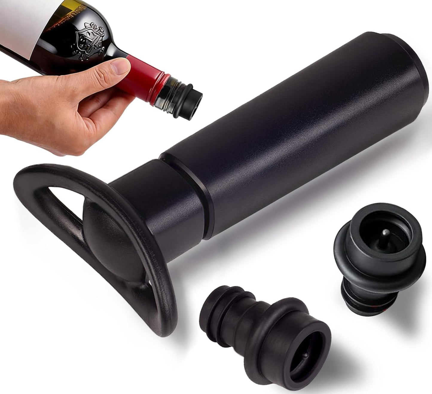 Juego bomba vacío vino y 2 tapones conservador reutilizable