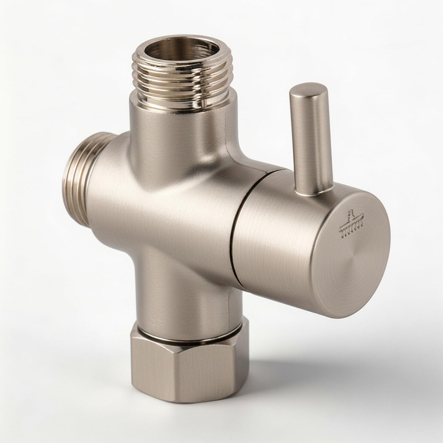 Brazo ducha diverter acero bronce níquel cepillado