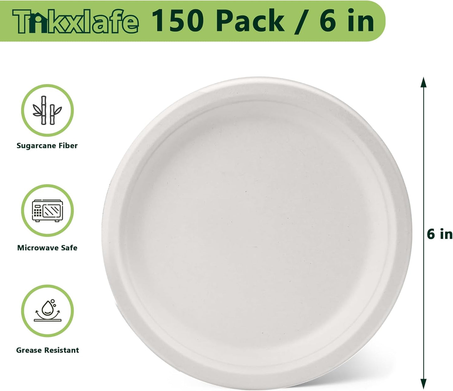 Platos de papel compostables de 6 pulgadas sin BPA para fiestas y eventos