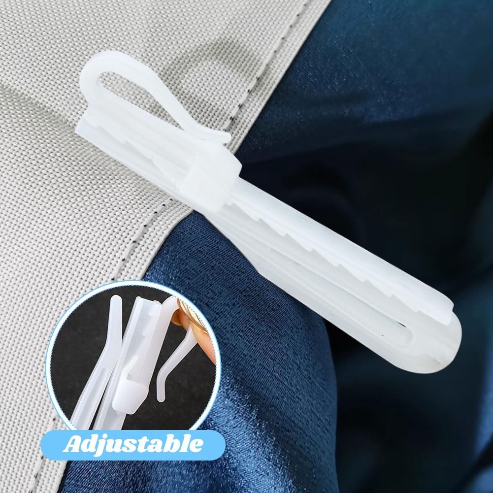 80 Ganchos Plástico Blancos para Cortinas Plisadas 2.76pulg