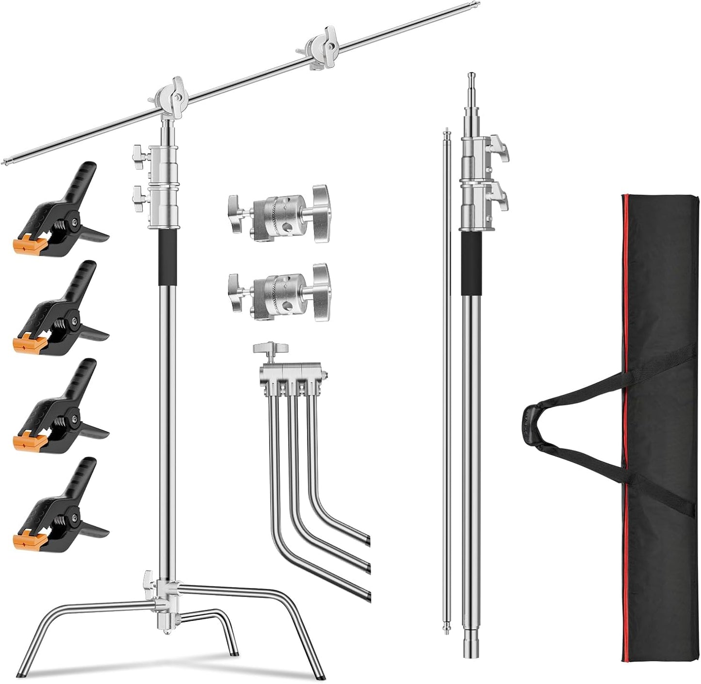 Soporte C acero inox 10ft con brazo y 4 abrazaderas