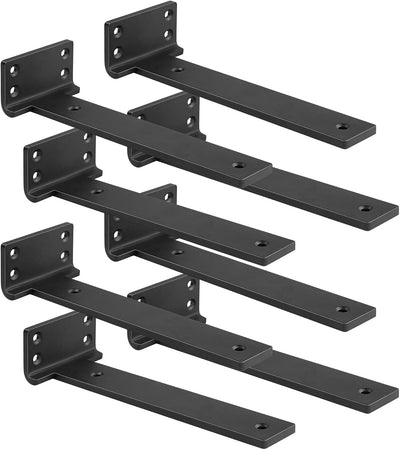 Soportes L para estantes 10pulg metal negro set 8