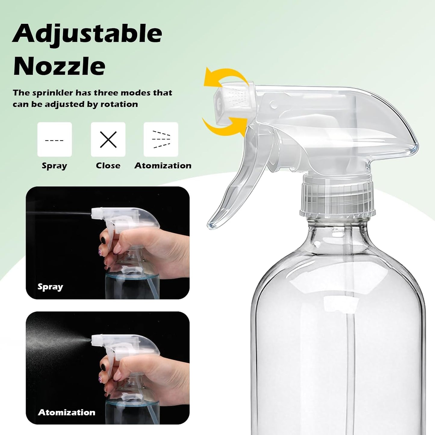 Botellas spray vidrio 16oz reutilizables para limpieza
