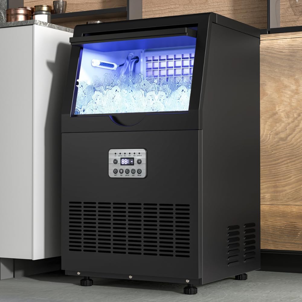 Máquina hielo negro 130lb bajo encimera certificada ETL