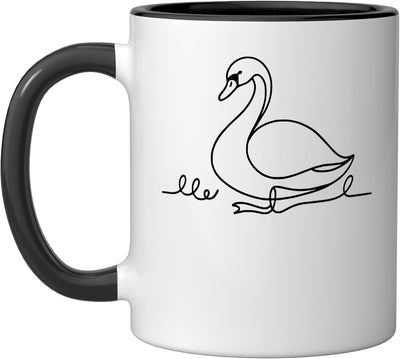 Taza cerámica Swan Line Art Birdwatcher negra/blanca