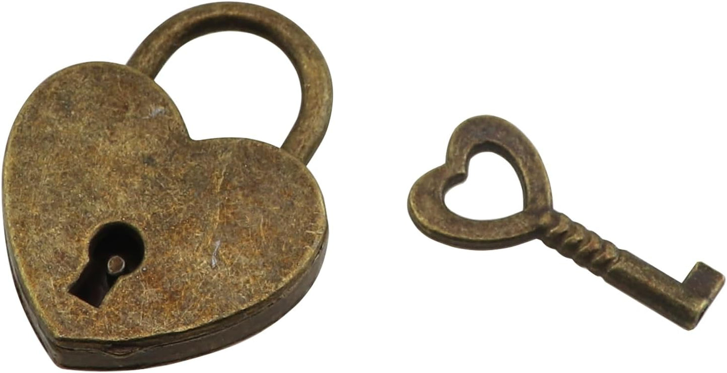 3 Set Candados Corazón Aleación Bronce Antiguo con Llaves