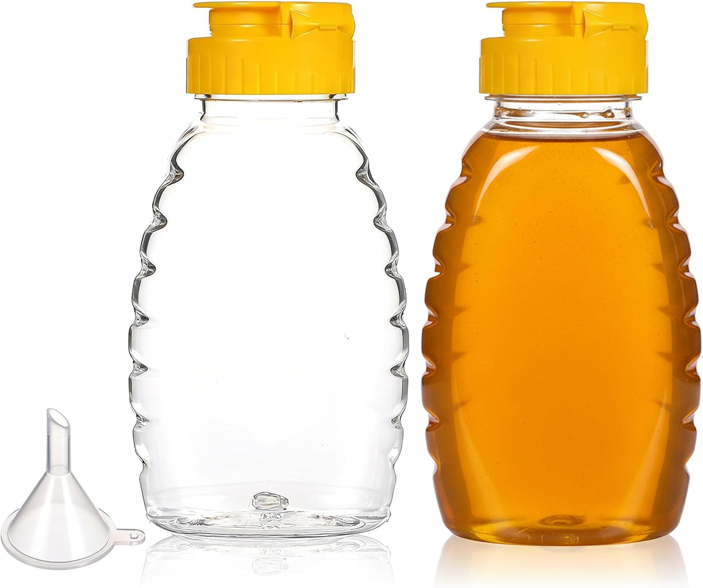 2 Botellas Miel Exprimible 6oz Frasco Plástico Recargable Sin Goteo