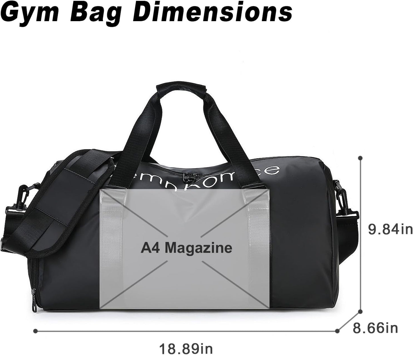 Bolsa gimnasio impermeable con compartimento zapatos negro