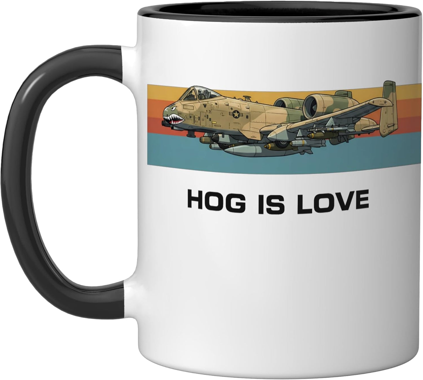 Taza Cerámica A-10 Warthog Hog Is Love Negro/Blanco