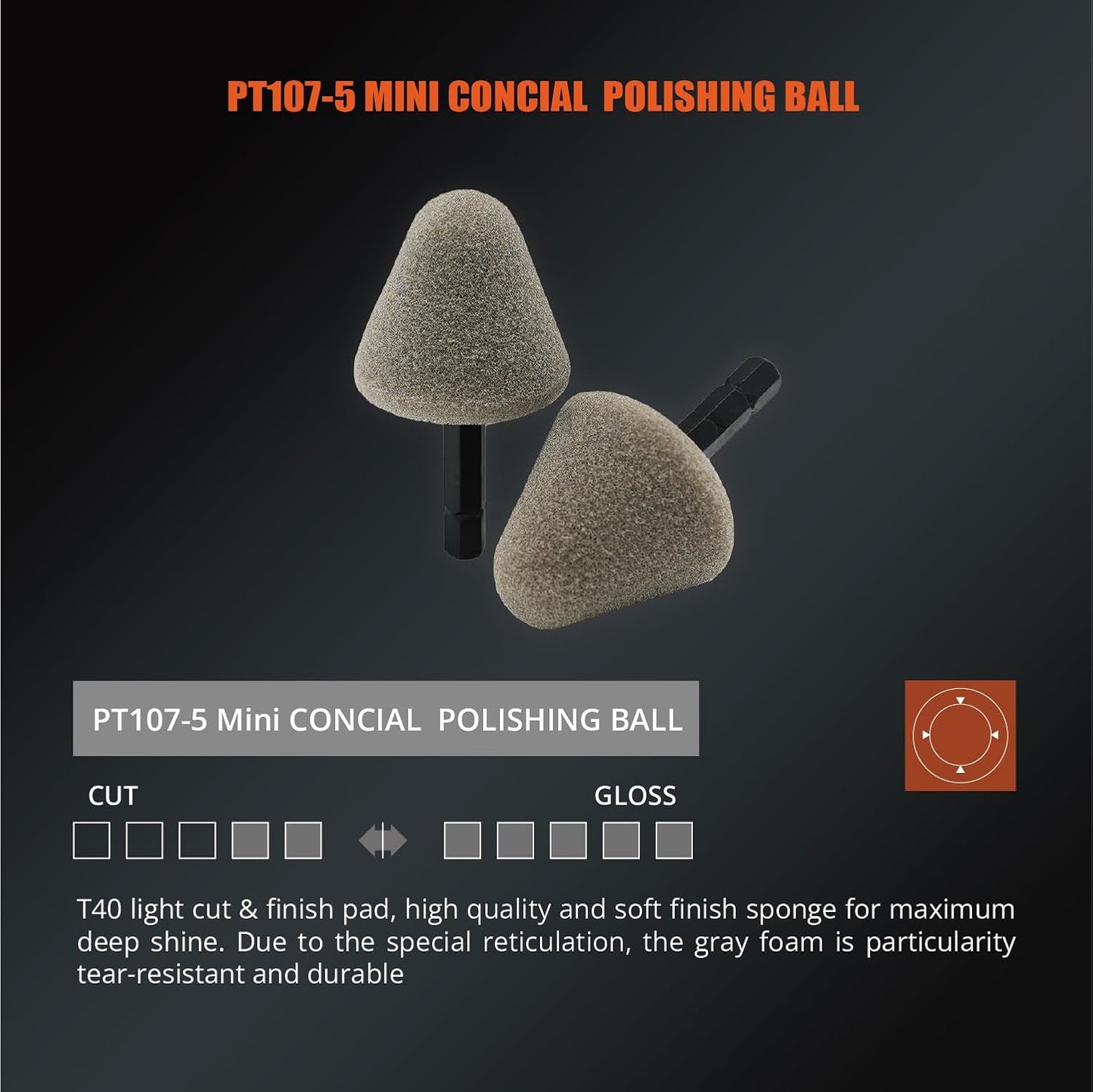 Mini Bola Pulido Cono Gris T40 Almohadilla Finland