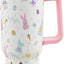 Vaso Navidad 40oz acero inox con popote y tapa beis