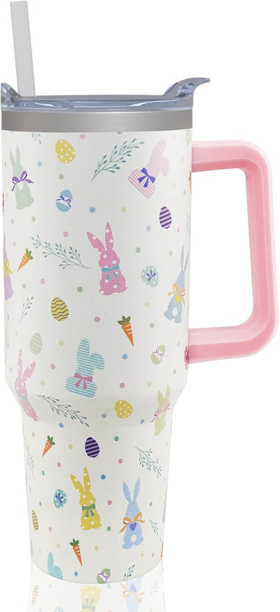 Vaso Navidad 40oz acero inox con popote y tapa beis