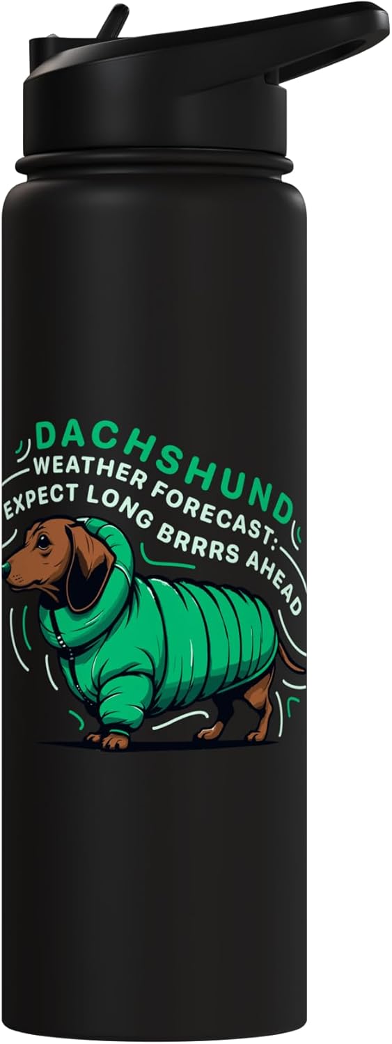 Botella de agua acero inoxidable perro salchicha pronóstico del tiempo