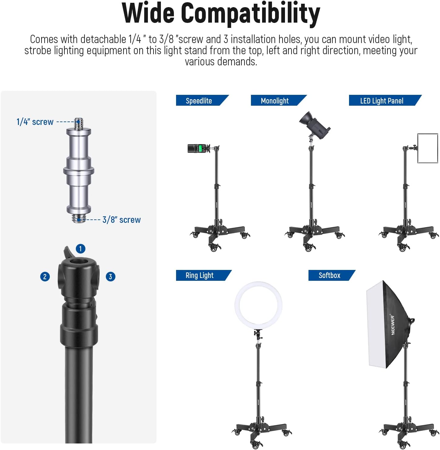 Soporte luz plegable con ruedas para softbox y monolight