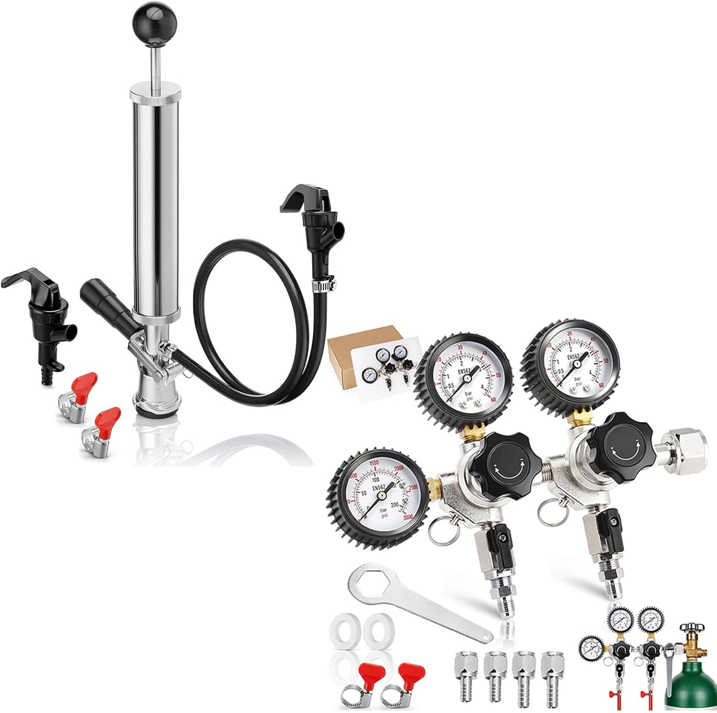 Regulador CO2 doble para kegerator con bomba