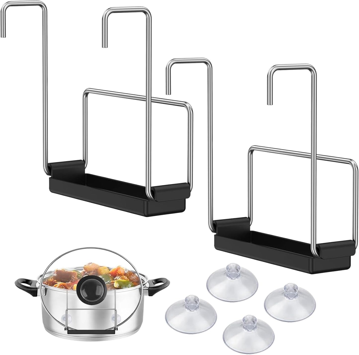 Soporte de tapa para olla ovalada con bandeja de goteo de silicona