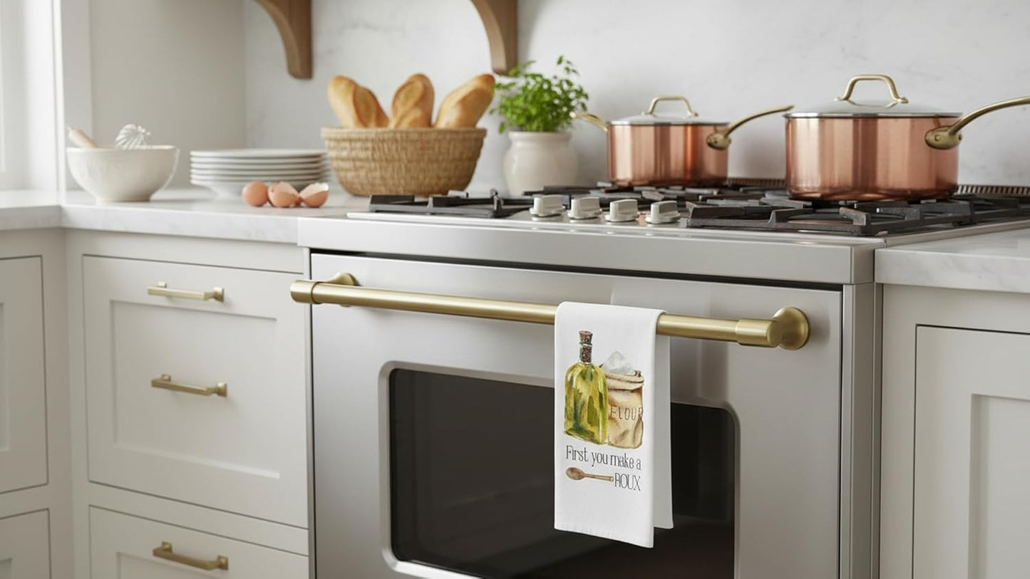 Toalla cocina algodón tema comida del sur blanca