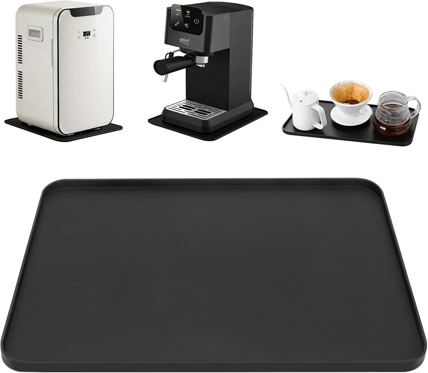 Alfombrilla silicona nevera 13x9pulg resistente fugas negro