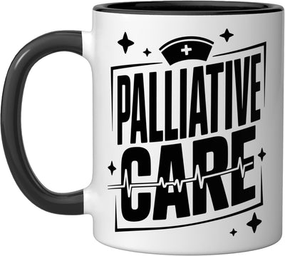 Taza Cerámica para Enfermeras de Cuidados Paliativos Negro/Blanco