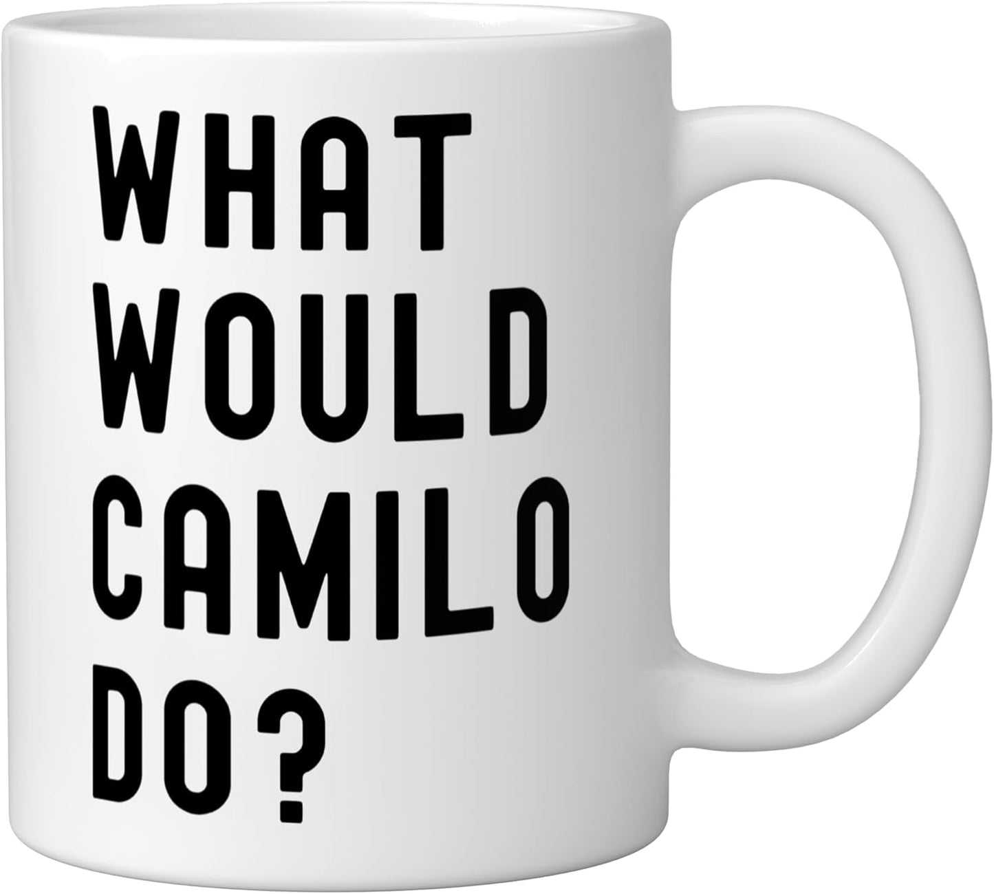 Taza de cerámica blanca What Would Camilo Do