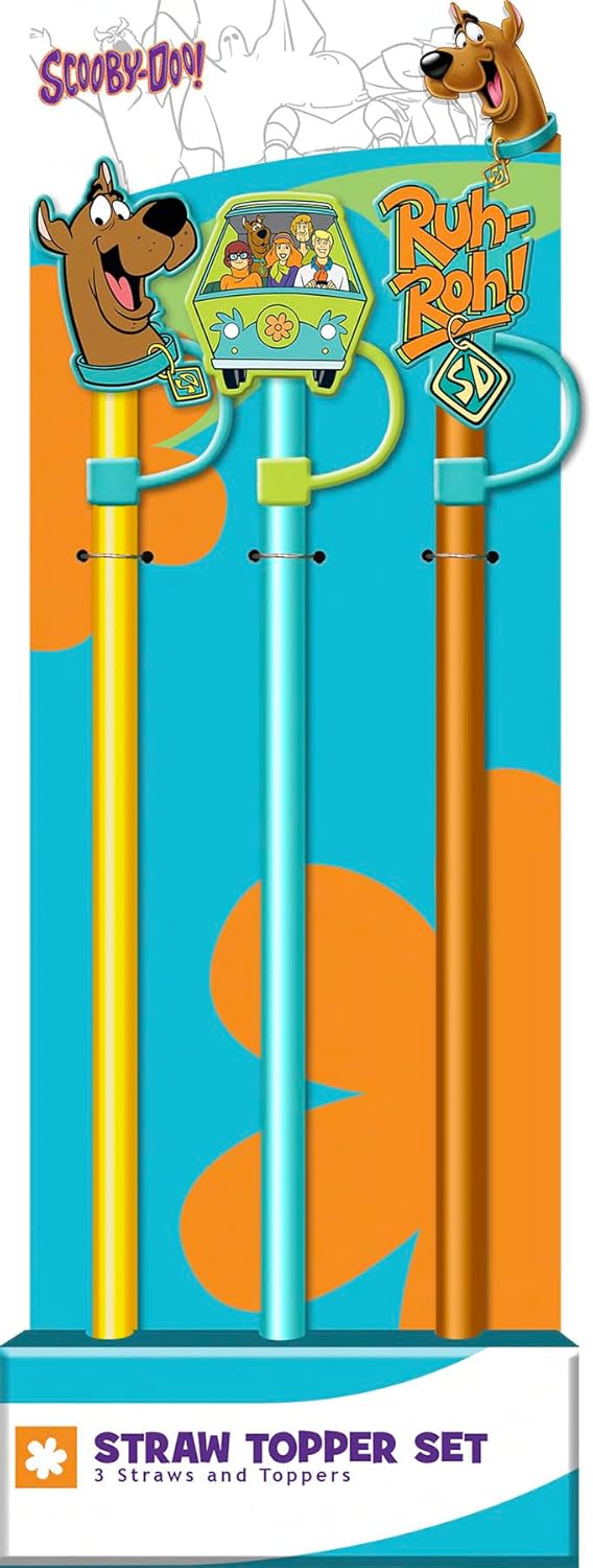 Popotes Scooby Doo de 12.5 pulgadas sin BPA con adorno de silicona