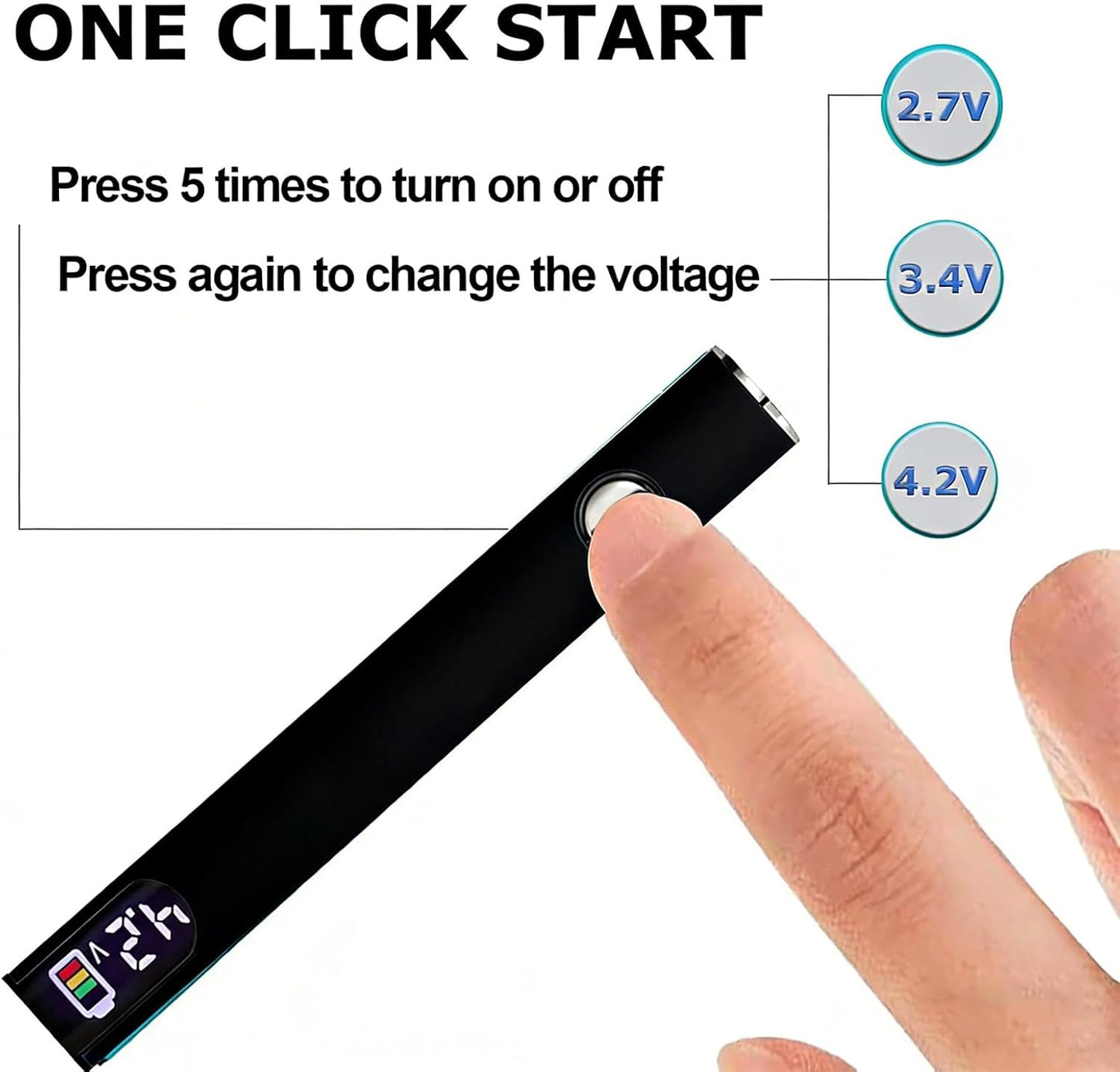Bolígrafo batería rosca 510 recargable LED ajustable 650mAh