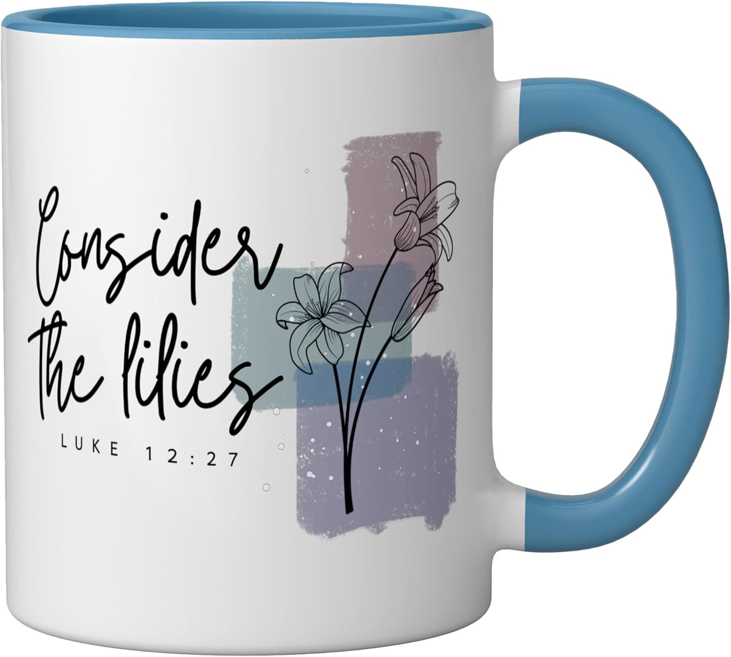 Taza Cerámica con Flores Azul/Blanco