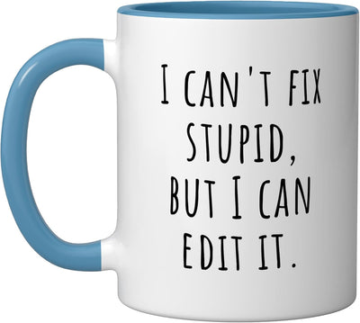 Taza de cerámica para editor escritor azul/blanco
